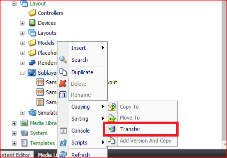 Transfer Items From Web To Master Using Content Editor